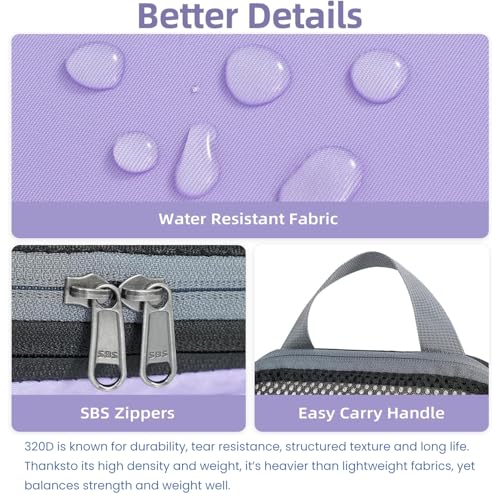BAGAIL 4 Set/6 Set/8 Set Compression Packing Cubes Travel Accessories Expandable Packing Organizers (Half Mesh, 6-Lavender) - color: 6-Lavender, style: Half Mesh
