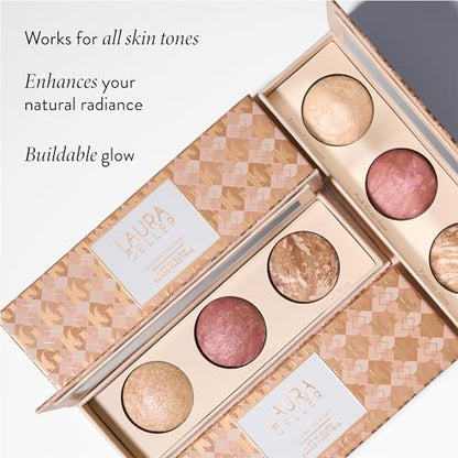 LAURA GELLER NEW YORK Geller's Greatest Lift-n-Glow Baked Trio Palette - Highlighter, Blush, Bronzer - All Skin Tones - color: 01 Lift-n-Glow Baked Trio Palette