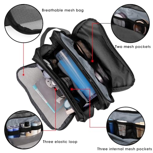 Toiletry Bag for Men Hanging Dopp Kit Water Resistant Shaving Bag Small Toiletry Bag for Traveling(Black) - color: Black