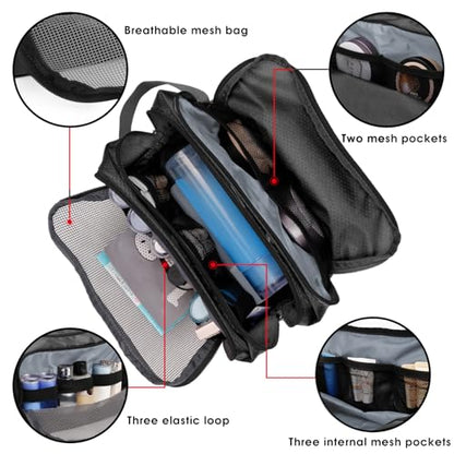 Toiletry Bag for Men Hanging Dopp Kit Water Resistant Shaving Bag Small Toiletry Bag for Traveling(Black) - color: Black