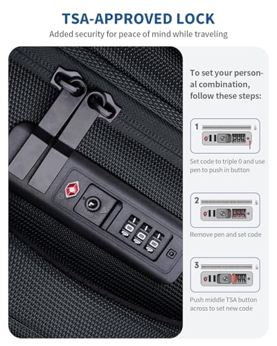 ECOHUB Carry On Luggage Airline Approved, 21 Inch Height Softside Carry On Suitcase with Spring Shock-Absorbing Spinner Wheels, Lightweight Travel Luggage with TSA Lock, Fits 22x14x9 Carry-On Bag - color: Black