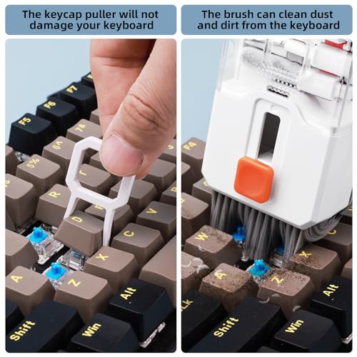 Keyboard Cleaning Kit Laptop Cleaner, All-in-1 Computer Screen Cleaning Brush Tool, Multi-Function PC Accessories Electronic Cleaner Kit Spray for iPhone iPad Macbook Earbud Camera Monitor with Patent - color: White