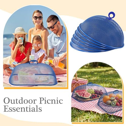 Hicarer 8 Pcs Metal Mesh Screen Food Cover for Outdoors Set Including Extra Large 18.5 in Mesh Food Tents and 11 in Large Dome Picnic Covers to Keep Bugs Away (Blue) - color: Blue