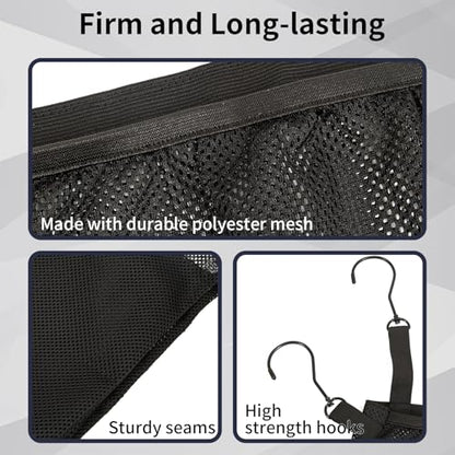 Mesh Side Pouch for Pool Storage Bin,19.7x19.7 in Elastic Hanging Net Mesh Bag,Expandable Organizer Bag with Hooks for Pool, Toy Storage Holder for Pool Accessories,Outdoor Supplies