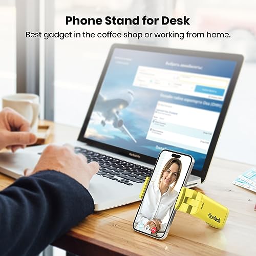 Klearlook 4 in 1 Adjustable Phone Stand - 360 Rotation Handsfree Viewing, Foldable Travel Essentials, Accessory for Flight/Home/Office - Yellow - color: Lemon Yellow