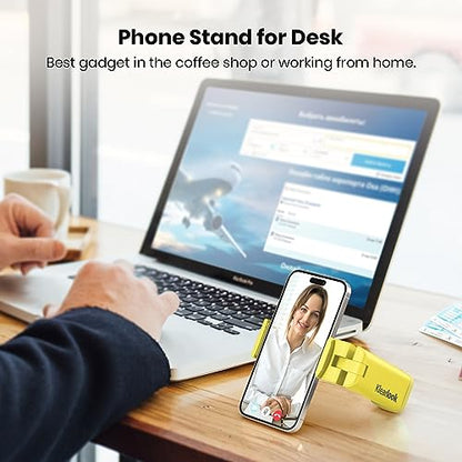 Klearlook 4 in 1 Adjustable Phone Stand - 360 Rotation Handsfree Viewing, Foldable Travel Essentials, Accessory for Flight/Home/Office - Yellow - color: Lemon Yellow