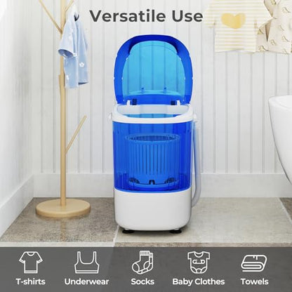 ARLIME Mini Washer and Dry Combo, 5.5 lbs Small Laundry Washer with Drain Hose & Spin Tub, Top Loading & Semi-automatic, Small Washing Machine for Drom RV Apartment (Blue) - color: Blue