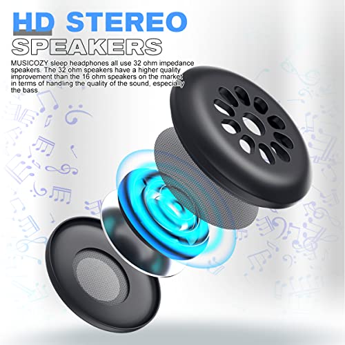 MUSICOZY Sleep Headphones, Bluetooth 5.4 Sleep Mask Headband Headphones Sleeping Eye Mask, Wireless Music Earbuds Earphones with HD Ultra-Thin Stereo Speakers for Side Sleepers Men Women - color: Navy Blue
