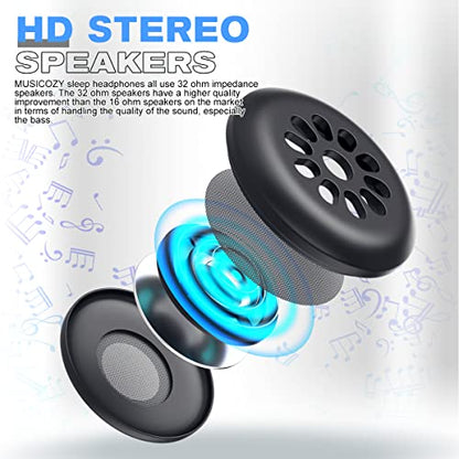 MUSICOZY Sleep Headphones, Bluetooth 5.4 Sleep Mask Headband Headphones Sleeping Eye Mask, Wireless Music Earbuds Earphones with HD Ultra-Thin Stereo Speakers for Side Sleepers Men Women - color: Navy Blue