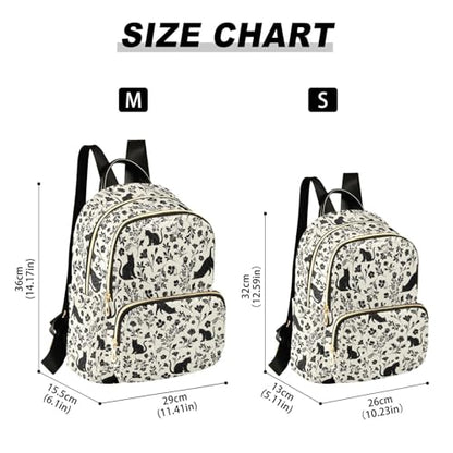 Women Fashion Backpack Purse Casual Lightweight Travel Shoulder Bag Flowers Cat Rucksack Ladies Bag, Small - color: Color 01, size: Small