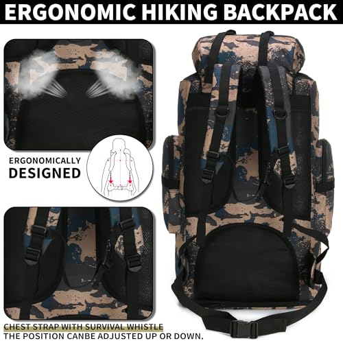 Hiking Backpack for Men 70L/100L Camping Backpack Military Rucksack Molle 3 Days Assault Pack for Climbing | Camping Backpack - color: 100l-bluemix
