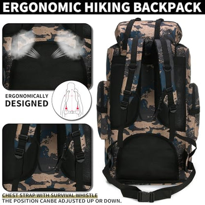 Hiking Backpack for Men 70L/100L Camping Backpack Military Rucksack Molle 3 Days Assault Pack for Climbing | Camping Backpack - color: 100l-bluemix