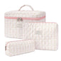 honitty Makeup Bag,Quilted Cosmetic Bags,Large Floral Make Up Organize bag,Makeup Bag Set for Women,Flower Travel Toiletry Bag - color: Pink flower