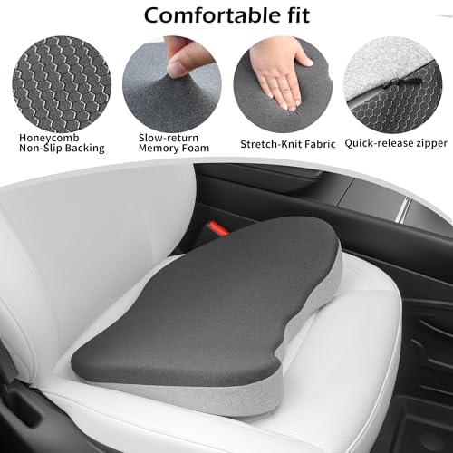 2 in 1 Car Seat Cushions or Lumbar Support Pillow for Driving, Memory Foam Truck Seat Pad for Office Chair, Sciatica & Lower Back Pain Relief, Grey