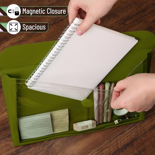 Mr. Pen- Green Letter Size File Folders, Clear Plastic, Document Folders - color: Green