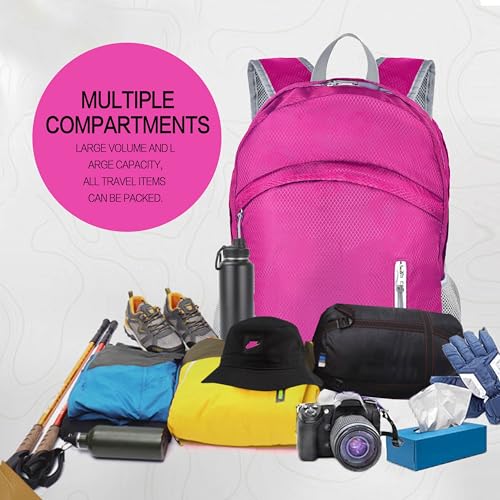Waterproof Foldable Backpack Dry Storage Lightweight Daypack 35L Outdoor Backpack for Beach Men Women Dark Pink - color: Pink2