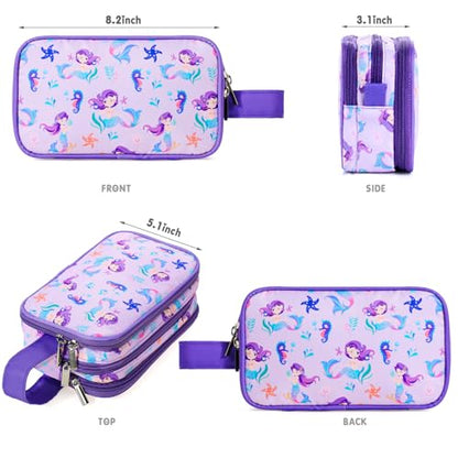 Kids Toiletry Bag for Girls, Travel Toiletry Bag for Little Young Girls Cosmetic Bag Makeup Bag Waterproof Hanging Wash Bag Toddler Toiletries, Mermaid Purple - color: Mermaid-Purple