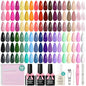beetles Gel Polish Set Vivid Seasons - Spring Gel Nail Polish Set 36 Colors Pink Yellow Green Purple Jelly Shades 45pcs with Base & Top Coat UV LED Soak Off DIY Salon Summer Gift for Women & Girls - color: 0-1-Vivid Seasons