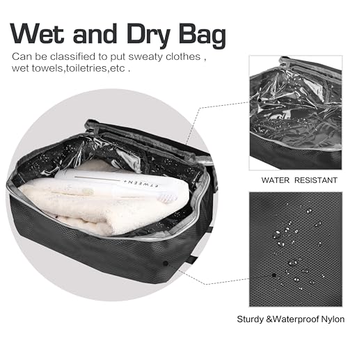 8 Set Expandable Compression Packing Cubes for Suitcases Travel Essentials Carry On Waterproof Storage Bag With Dry And Wet Separation Black - color: Black