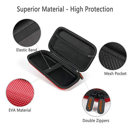 External Hard Drive Case - GLCON Shockproof EVA Carrying Case for WD My Passport Element Seagate Expansion Backup Toshiba 1TB 2TB 4TB - High Protection Portable Travel Electronic Power Bank Bag (Red) - color: Red
