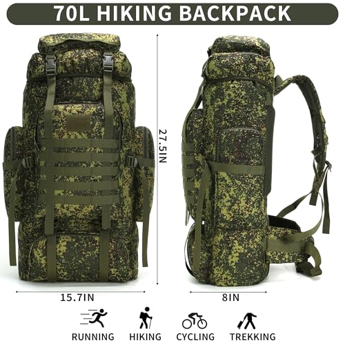 Hiking Backpack for Men 70L/100L Camping Backpack Military Rucksack Molle 3 Days Assault Pack for Climbing | Camping Backpack - color: 70l-greenmix