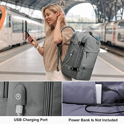 HOMIEE Travel Laptop Backpack for Men Women, Personal Item Carry On Bag, Dry Wet Separation, Weekender Business Hiking Camping College Bag, Mochila de Viaje, Grey - color: Grey, size: X-Large