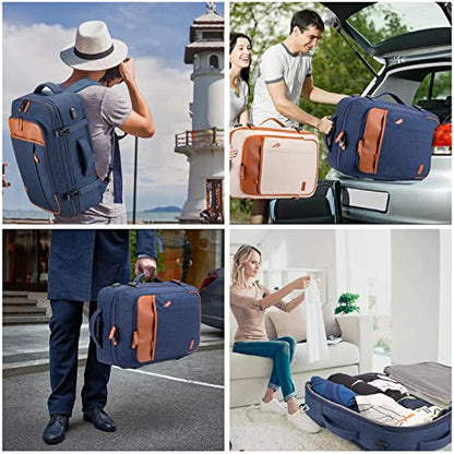 Lumesner Carry on Travel Backpacks, Extra Large 40L Flight Approved Bag for Men & Women,Expandable Suitcase Backpack With 4 Packing Cubes,Water Resistant Luggage Daypack Business Weekender Bag, Blue - color: Blue