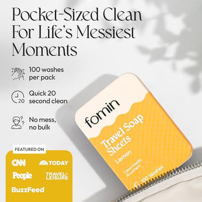 FOMIN - Paper Soap Sheets Tin for Traveling - 300 Variety (Unscented, Lemon, Lavender) Portable Travel Hand Soap Sheets, Dissolvable Mini Camping Hand Soap for Hand Washing and Camping - color: Variety Pack-001 (Unscented, Lemon, Lavender)