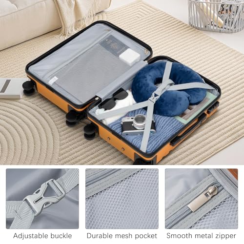 LONG VACATION Carry On Luggage Set 3 Piece, 20 Inch ABS+PC Hardshell Carry on Suitcase with Spinner Wheels TSA Lock & YKK Zipper - color: Orange, size: 3 Piece Set (20 Inch)