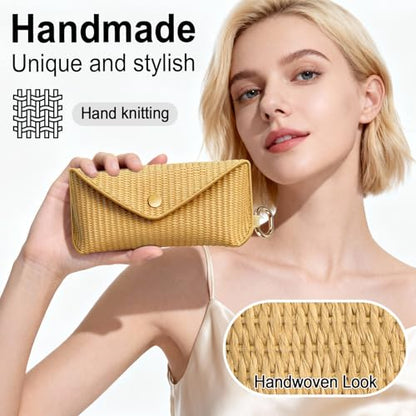 RayLove Glasses Case Hard Shell, Portable Sunglasses case Travel Protection Glasses Case, Reading Glasses Case for Women Men - color: Woven, Mocha