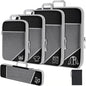 6Pcs Compression Packing Cubes Set, Waterproof Travel Luggage Organizer with Drawstring Bag, Lightweight Nylon Suitcase Storage Bags for Travel Camping Business Trip - color: Black