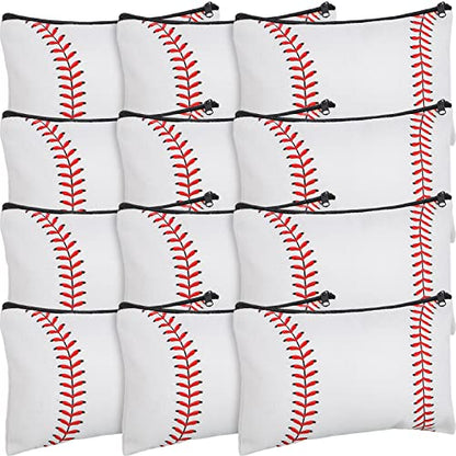 Eccliy 20 Pcs Baseball Makeup Bags Bulk Sport Team Gifts Baseball Cosmetic Bag Accessories for Women Toiletry Zipper Pouch Travel Canvas Gifts Stuff for Party Team Players Lover - size: 8 x 5 Inch, style: Baseball