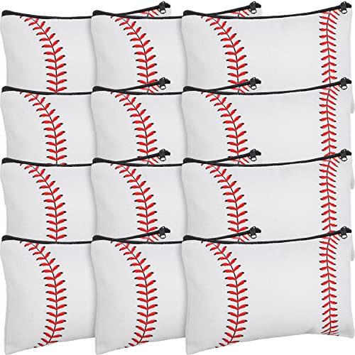 Eccliy 20 Pcs Baseball Makeup Bags Bulk Sport Team Gifts Baseball Cosmetic Bag Accessories for Women Toiletry Zipper Pouch Travel Canvas Gifts Stuff for Party Team Players Lover - size: 8 x 5 Inch, style: Baseball