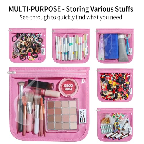 HIONXMGA TSA Approved Toiletry Bag, Set of 3 Clear Travel Toiletry Bag Quart Size Zipper Travel Pouch, Waterproof Makeup Cosmetic Bag for Women Men Kids Toiletries Carry on, Pink Large - color: Pink, 3 Large