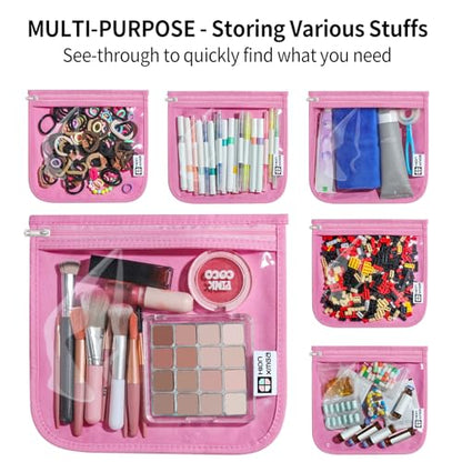 HIONXMGA TSA Approved Toiletry Bag, Set of 3 Clear Travel Toiletry Bag Quart Size Zipper Travel Pouch, Waterproof Makeup Cosmetic Bag for Women Men Kids Toiletries Carry on, Pink Large - color: Pink, 3 Large