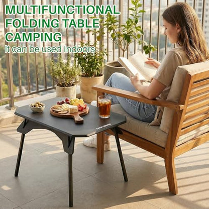 TOPCHANCES Folding Camping Table Outdoor,Ultralight Aluminum Camping Tables Multifunctional Portable Folding Table with Carrying Bag for Holiday Festival Camping Travel Picnic Grilling - color: Black