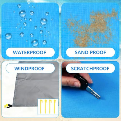 Decorwell Beach Blanket Waterproof Sandproof 110"x118" 1-8 Adults Extra Large Beach Mat Quick Drying Outdoor Picnic Mat Beach Accessories for Travel, Camping, Hiking - size: 110"x118" 1-8 Adults