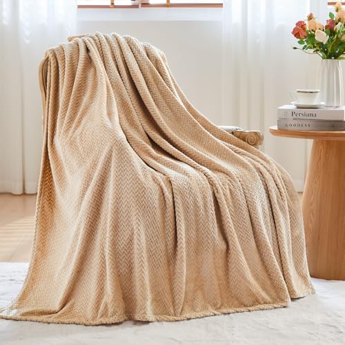 NEWCOSPLAY Super Soft King Blanket Brown Premium Silky Flannel Fleece Leaves Pattern Lightweight Bed Blanket All Season Use (Brown, King(90"x110")) - color: Brown, size: King(90"x110")