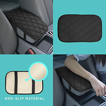 FH Group Neosupreme Black Diamond Pattern Center Console Pad – Water-Resistant Armrest Cover Protector for Cars, SUVs & Trucks - color: Black, style: Console Cover (Diamond)