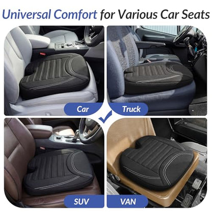 ZIKEE Wedge Car Seat Cushion for Tailbone Pain Relief & Better Visibility, Ergonomic Memory Foam Seat Cushion for Car with Breathable Channel Design, Fits Car, SUV, Truck, Non-Slip Mesh Cover
