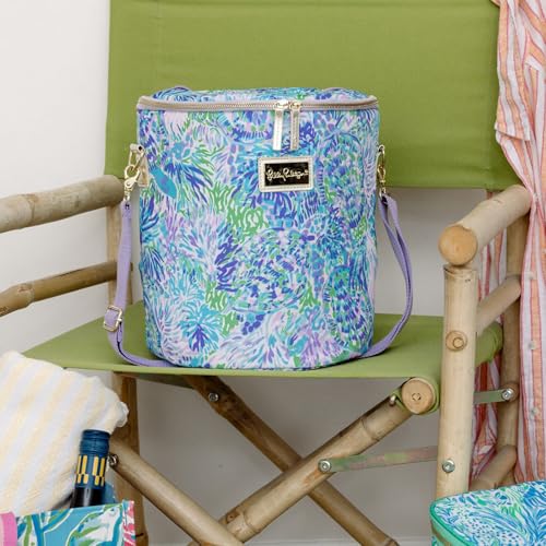 Lilly Pulitzer Insulated Soft Beach Cooler with Adjustable/Removable Strap and Double Zipper Close - color: Shell of a Party