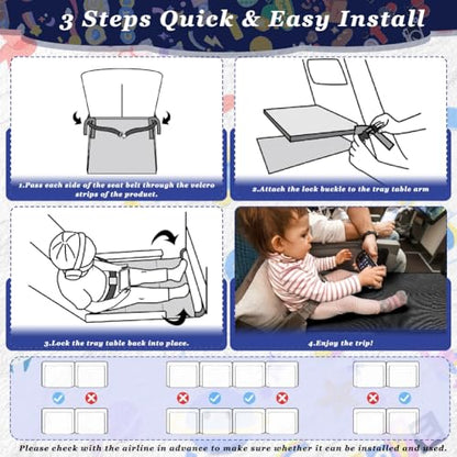Airplane Footrest for Kids, Toddler Travel Bed for Sirplane, Seat Extender Airplane for Leg Rest and Lie Down, Flying Travel Essentials for Baby