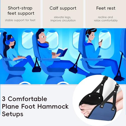 Foot Hammock for Plane Travel, Airplane Foot Hammock, Adjustable Foot Rest Sling, Airplane Gadgets Travel Essentials for Long Time Flight (Navy) - color: Navy