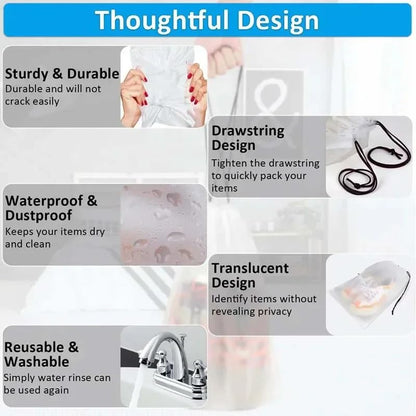 5PCS Portable Shoe Storage Drawstring Eco Storage Bags for Shoes Sundries Travel Waterproof Transparent Plastic Storage Bag (Large-5Pcs)