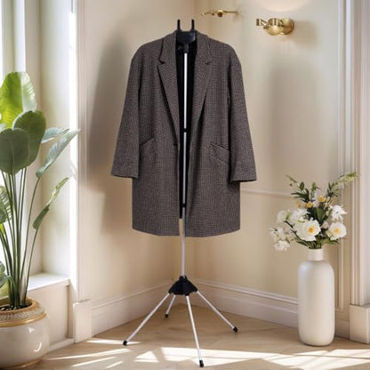 Clothes Steamer Stand Hanger with Steamer Ironing Glove for Steaming Clothes, Handheld Garment Steamer Rack with Grey Mini Handhelded Ironing Pad Board - color: Silver Glove+ Black Rack