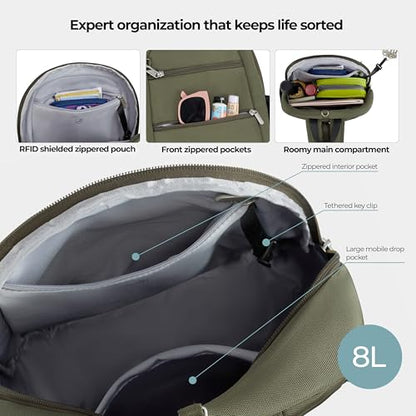 Travelon Anti-Theft Classic Convertible Sling Backpack - color: Olive