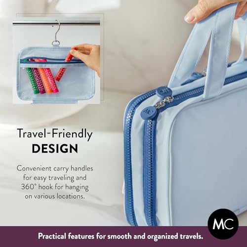 Kids Travel Organizer – Multi-Compartment, Water-Resistant Hanging Bag for Toys, Snacks, & Activities - Compact, Lightweight Design with Hook & Carry Handle - Perfect for Travel Use (Blue, Small) - color: Blue, size: Small
