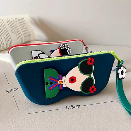 Longjet Soft Silicone Eyeglasses Pouch Case for Glasses and Sunglasses with Zipper Closure and Wristlet Strap - color: Baby Blue