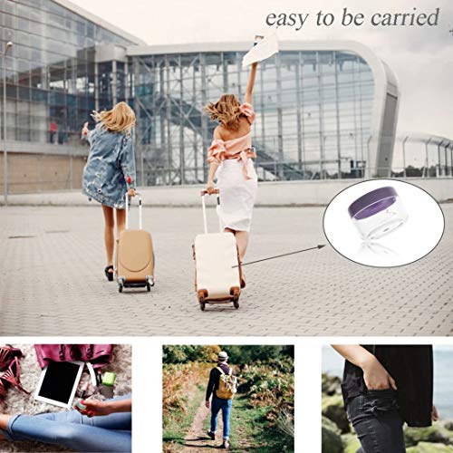 5 Gram Sample Containers with Lids, Mini Makeup Containers, Empty Plastic Travel Cosmetic Containers with Labels(25 Count, Purple Lid) - color: Purple