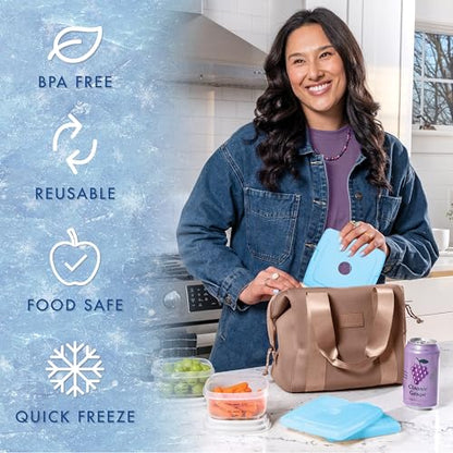 Cool Coolers By Fit & Fresh 4 Pack Slim Ice Packs, Quick Freeze Space Saving Reusable Ice Packs for Lunch Boxes or Coolers, Blue - color: Blue (4 Pack)